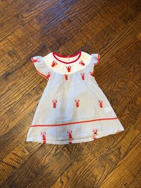 Crawfish/Lobster Smocked Toddler Dress
